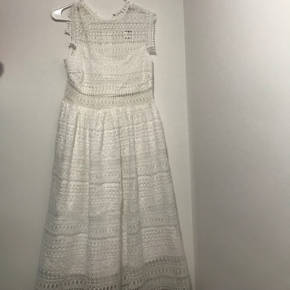 white crocheted dress